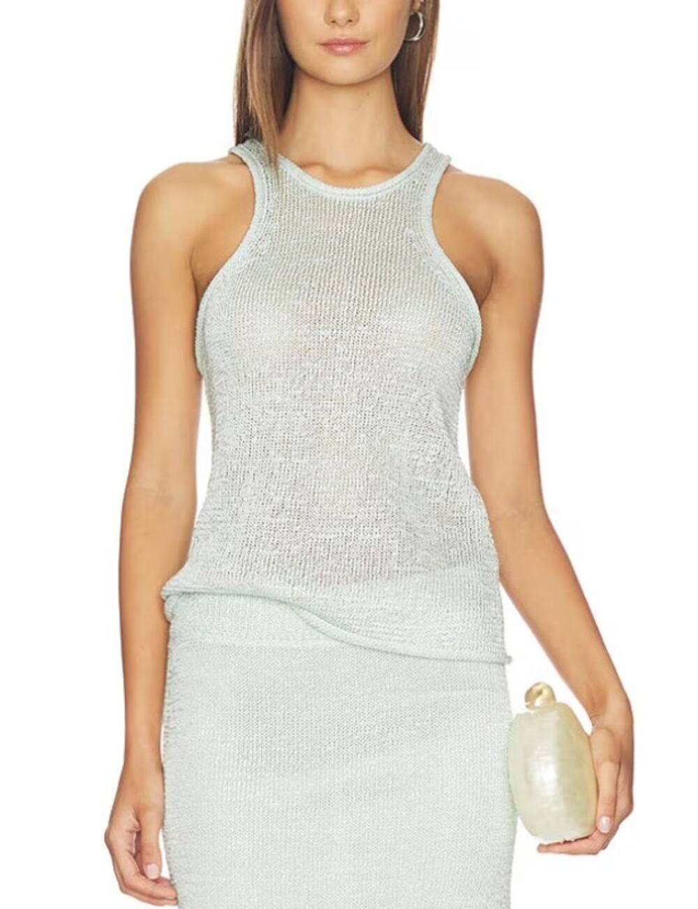 A.L.C. Open Knit Pale Mint Scoop Neck Tank Top Size XS
